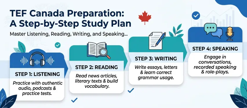 TEF Canada Preparation: A Step-by-Step Study Plan for Listening, Reading, Writing, and Speaking